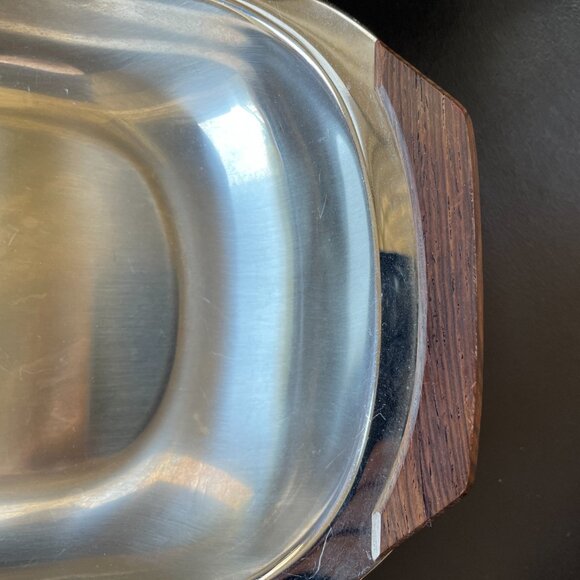 Vintage Lundtofte Denmark Stainless Steel-Teak-Mid-Century Dish - Picture 2 of 9